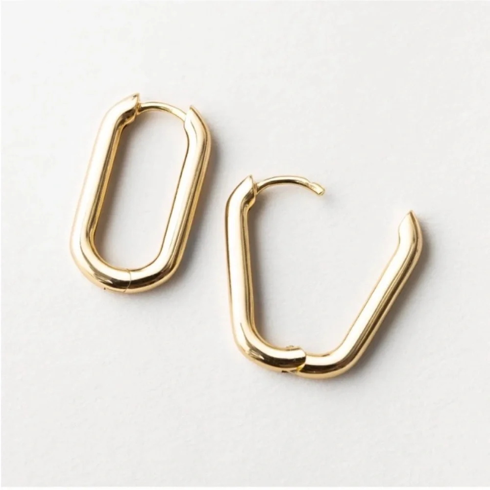 NWOT Carmine Gold Medium Huggie Earrings - Picture 1 of 6